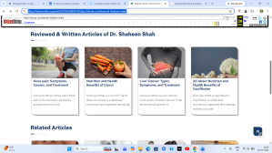 Archived DrCure author page of Dr. Shaheen Shah showing published medical articles, preserved by the Internet Archive (Wayback Machine).